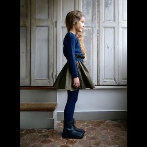 $82 NWT Ketiketa 14 Charlotte Skirt Cotton Fair Trade Mini Full Moss Green Blue